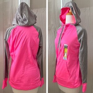 Danskin Now Performance Tech Fleece Hoodie Pink & Gray NEW with Tags S (4-6)